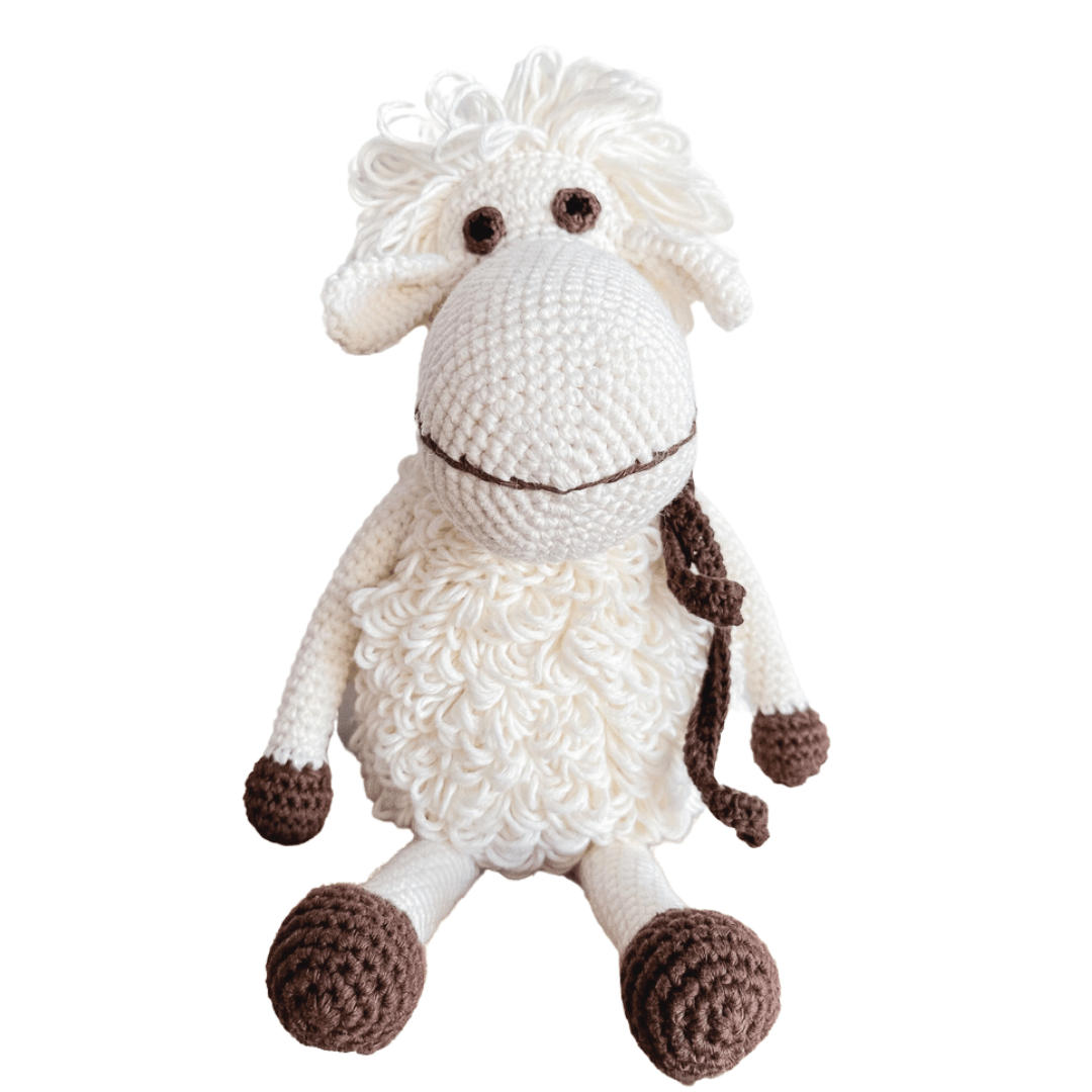 bebemoss.com stuffed animal Darla the sheep - white handmade by moms gifts with purpose