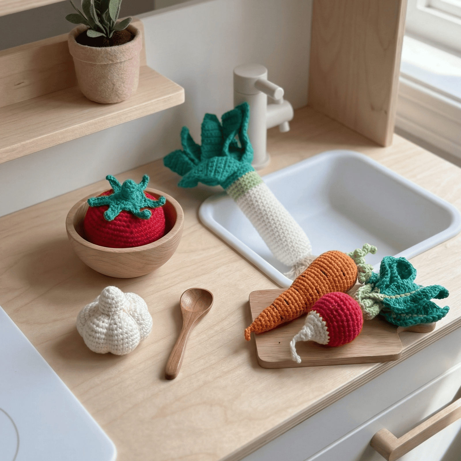 bebemoss.com Educational Toy Know Your Veggies – Organic Crochet Play Set handmade by moms gifts with purpose