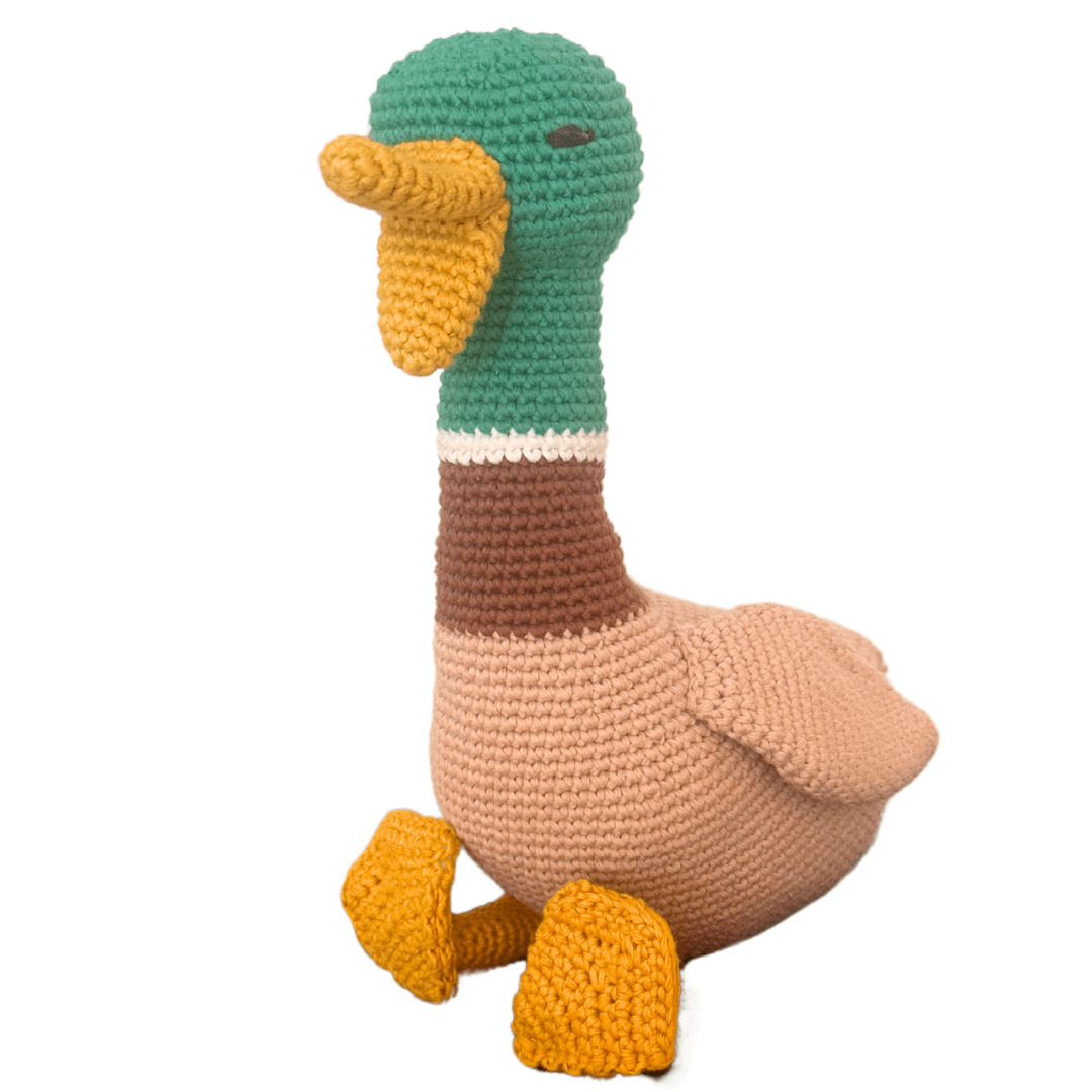 bebemoss.com stuffed animal Ollie the Duck handmade by moms gifts with purpose