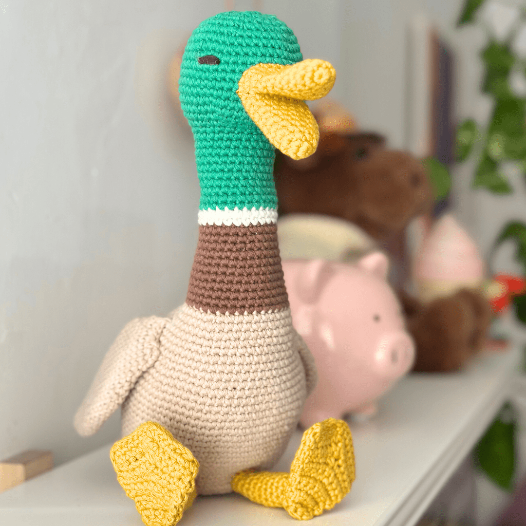 bebemoss.com stuffed animal Ollie the Duck handmade by moms gifts with purpose