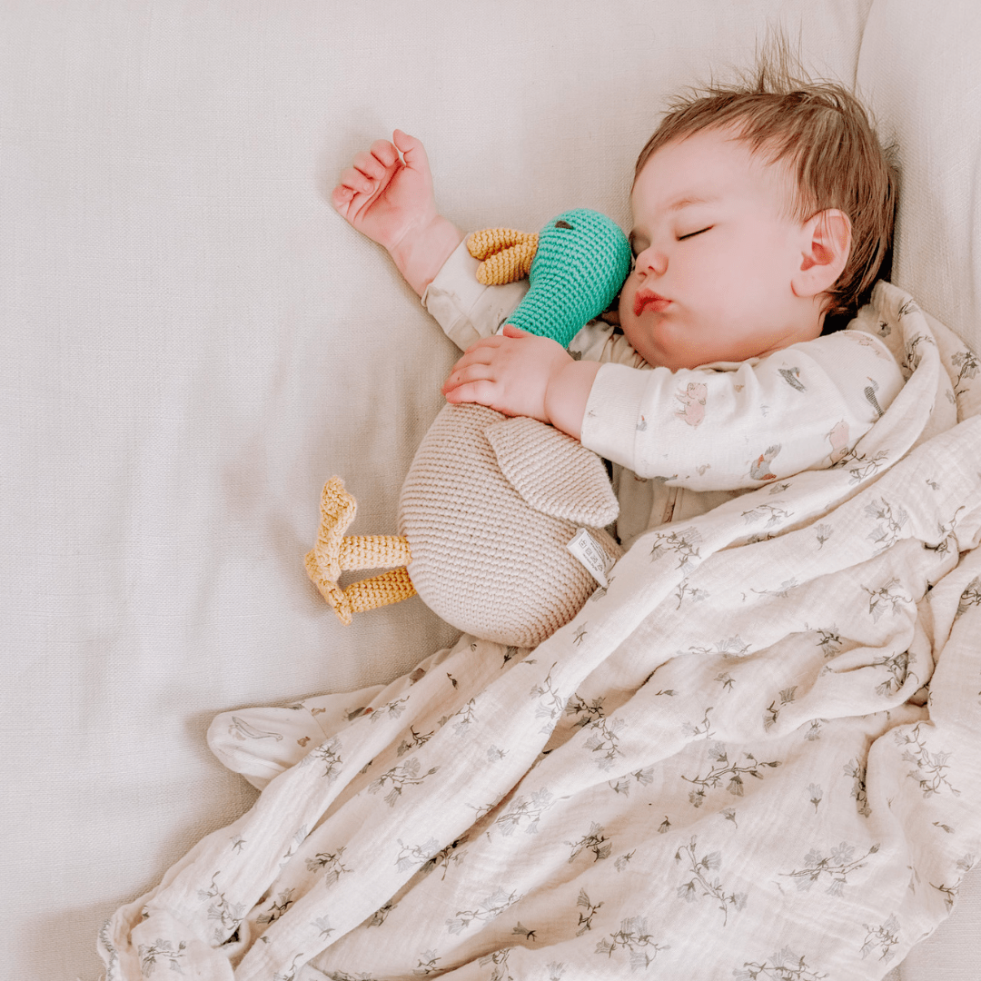 bebemoss.com stuffed animal Ollie the Duck handmade by moms gifts with purpose