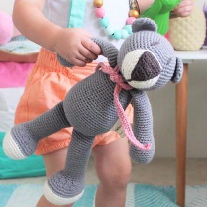 bebemoss.com stuffed animal Atty the bear - grey handmade by moms gifts with purpose