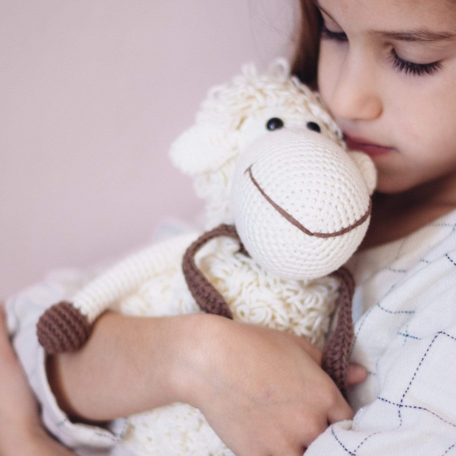 bebemoss.com stuffed animal Darla the sheep - white handmade by moms gifts with purpose