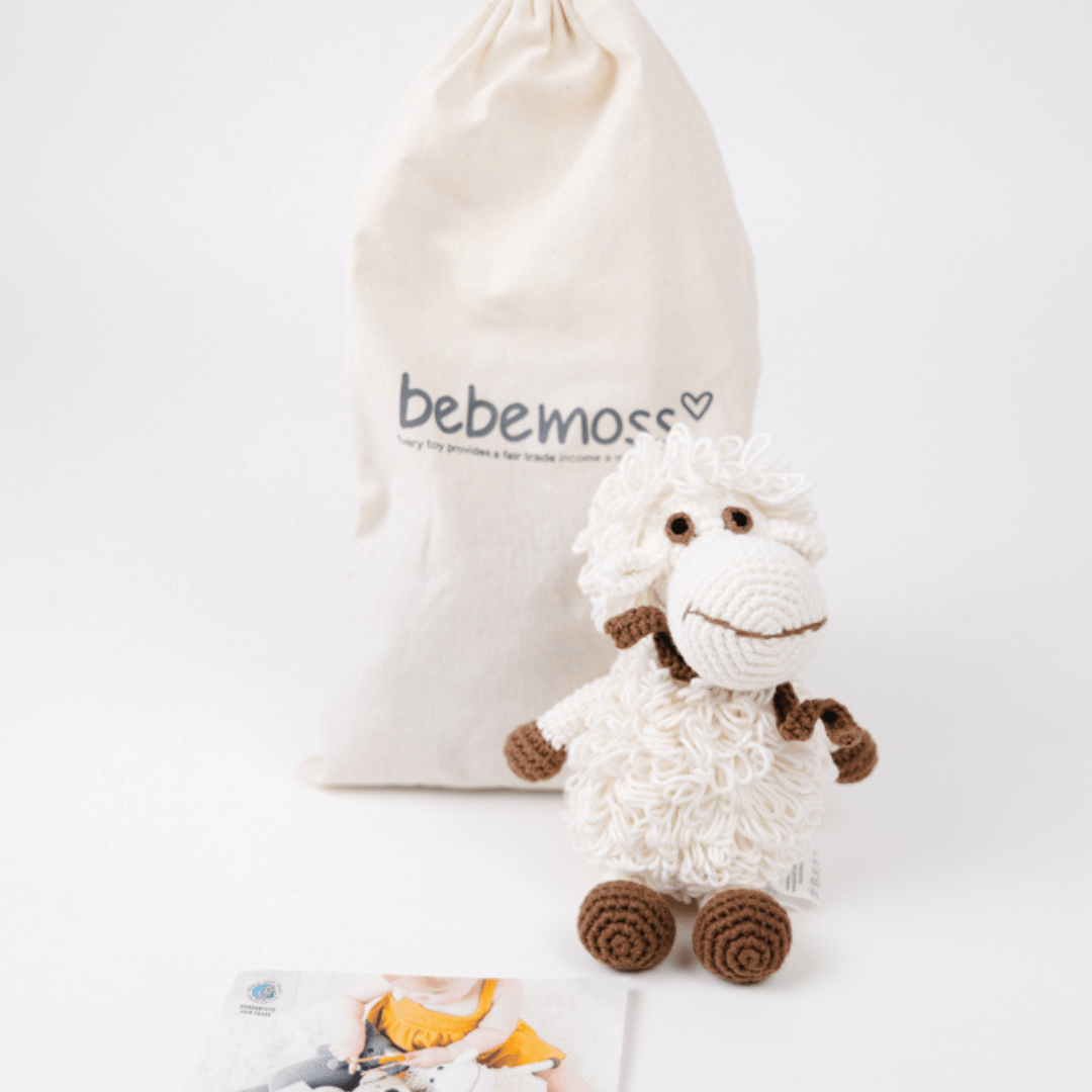 bebemoss.com stuffed animal Darla the Sheep - white mini handmade by moms gifts with purpose