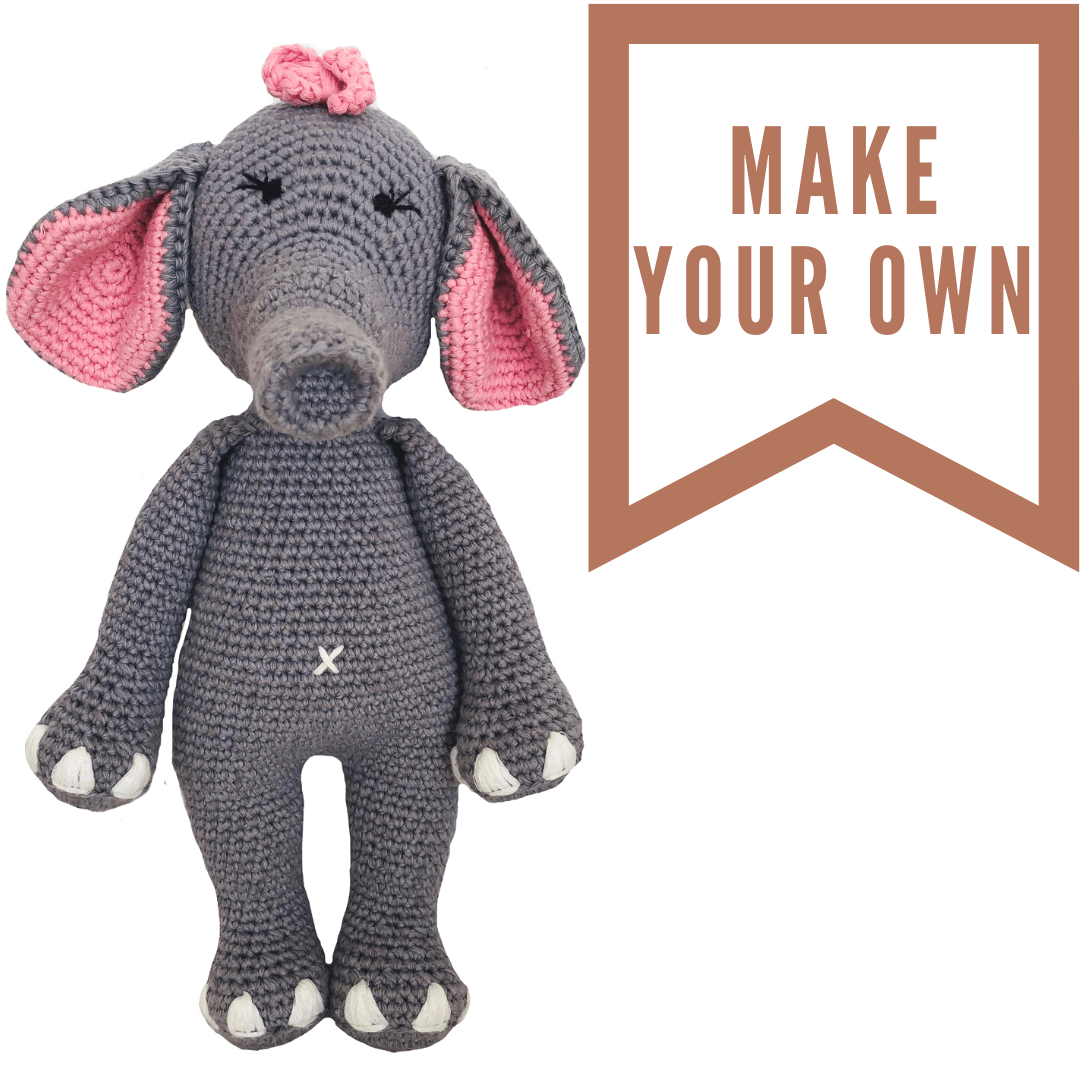 bebemoss.com craft kit Elephant Crochet Kit handmade by moms  gifts with purpose