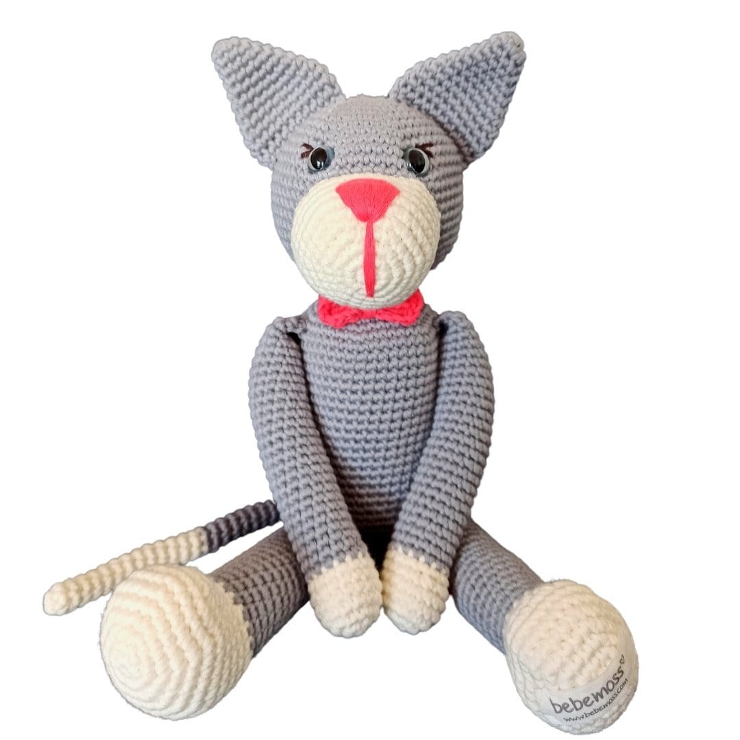 bebemoss.com toy grey Oliver the cat grey handmade by moms gifts with purpose