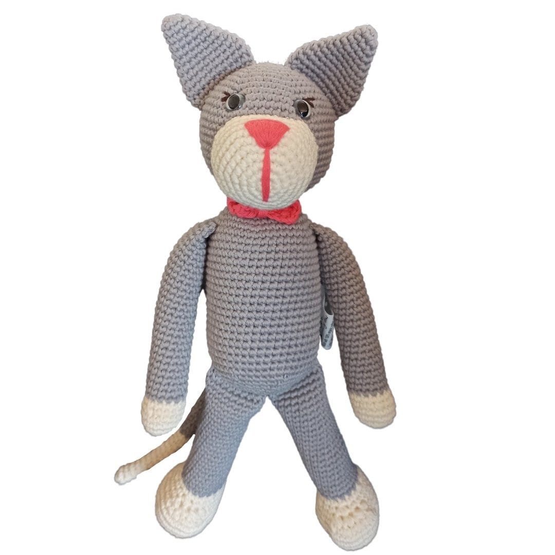 bebemoss.com toy grey Oliver the cat grey handmade by moms gifts with purpose