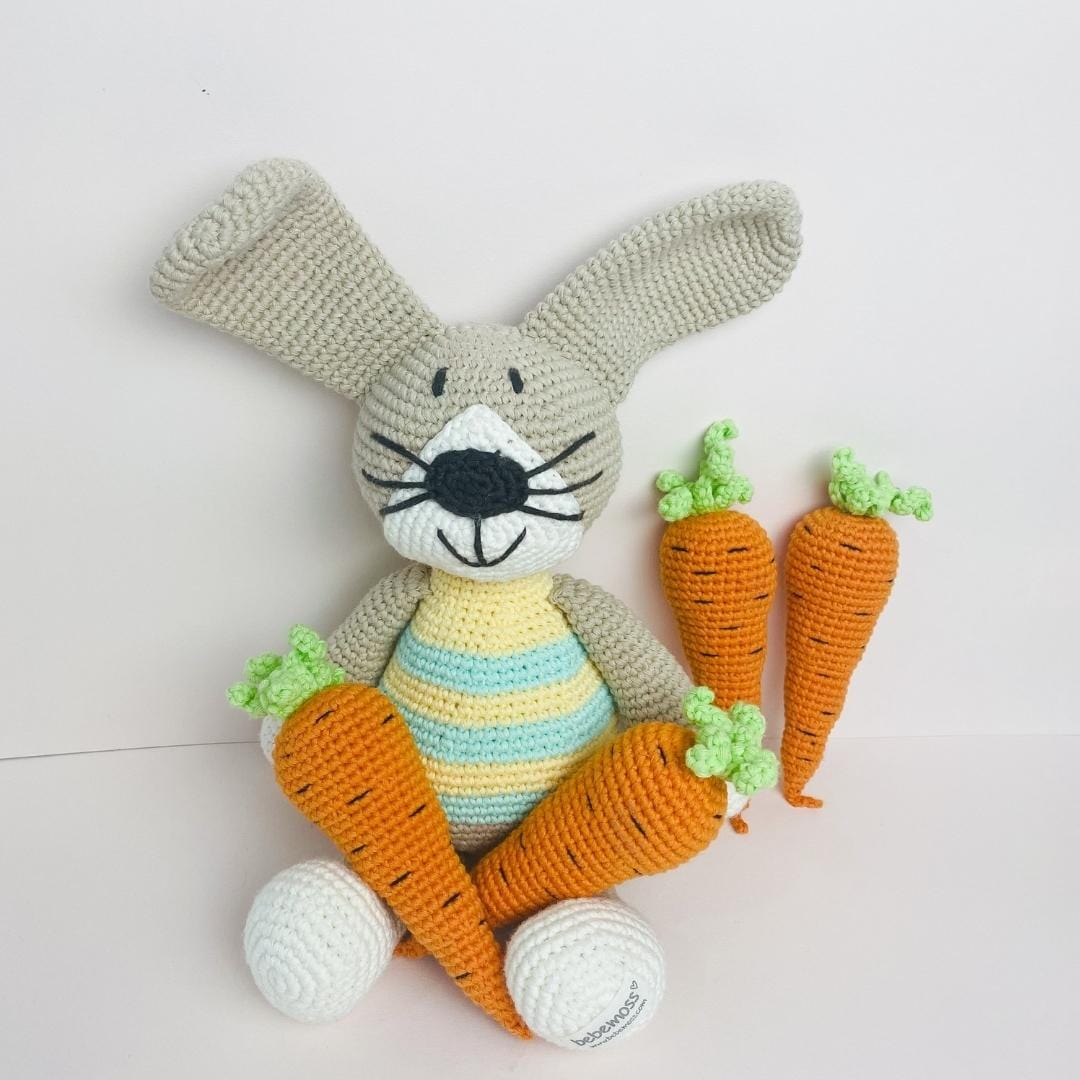 bebemoss.com stuffed animal Peter the rabbit- green handmade by moms  gifts with purpose
