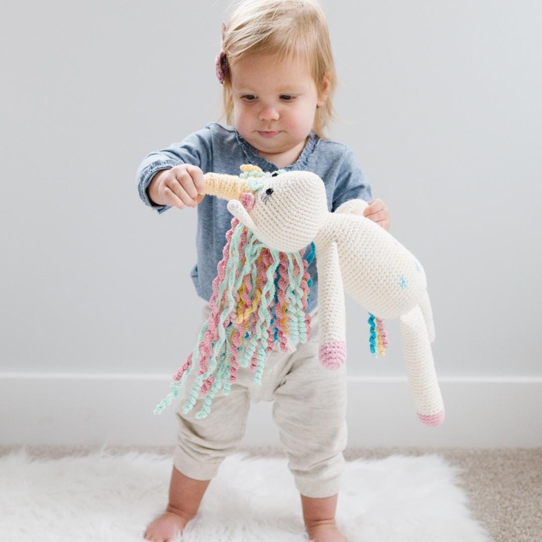 bebemoss.com stuffed animal Rose the Unicorn handmade by moms  gifts with purpose