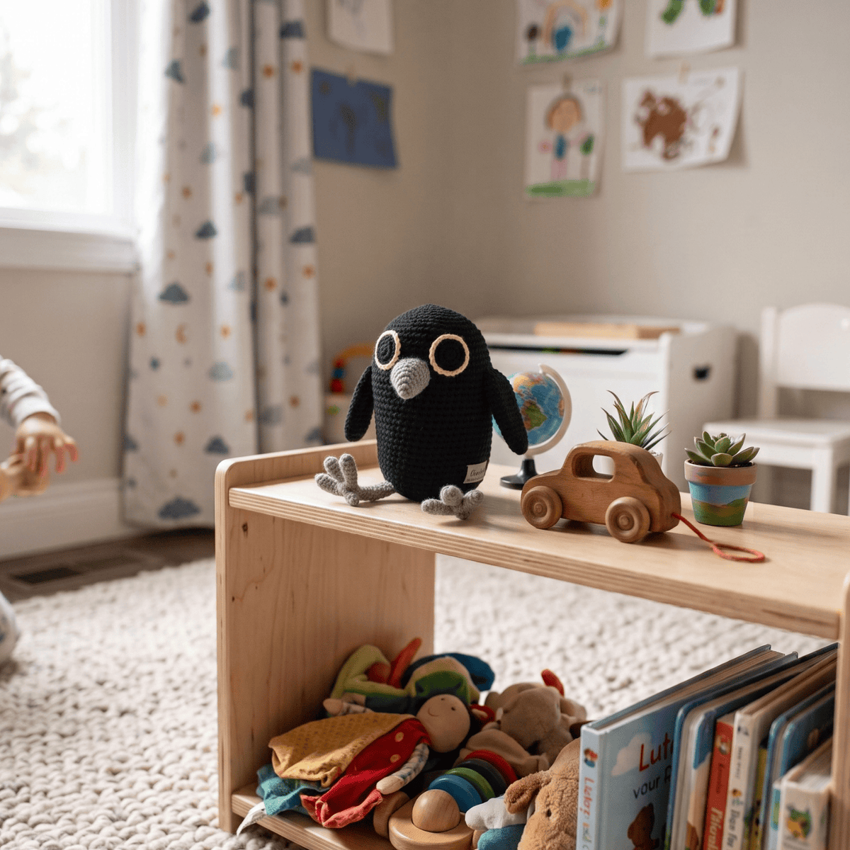 bebemoss.com stuffed animal Aswadoo The Crow handmade by moms  gifts with purpose