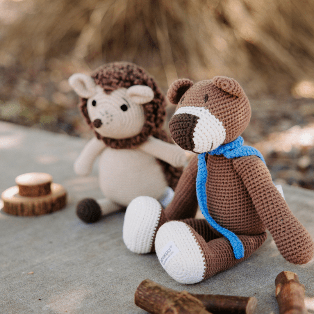 bebemoss.com stuffed animal Atty the bear - brown handmade by moms  gifts with purpose