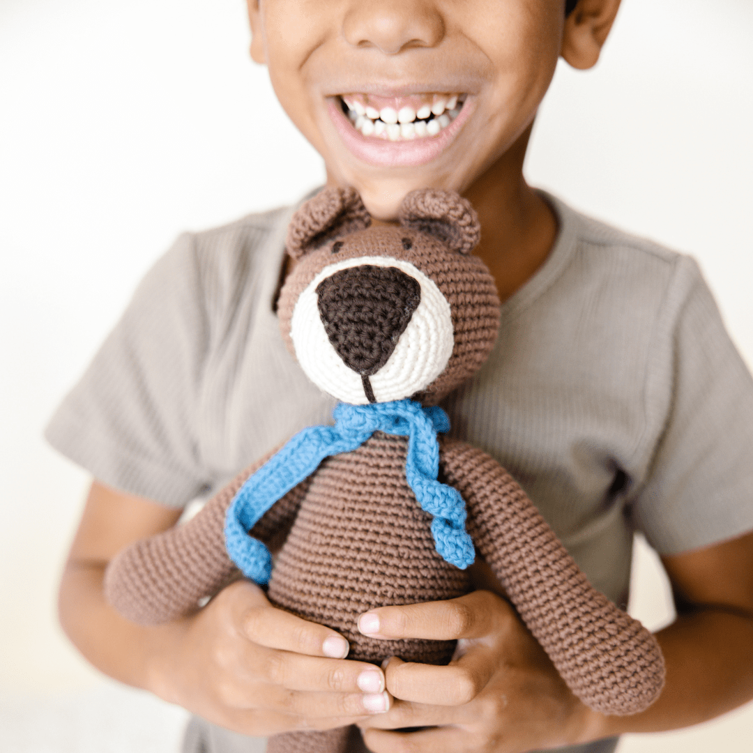 bebemoss.com stuffed animal Atty the bear - brown handmade by moms  gifts with purpose
