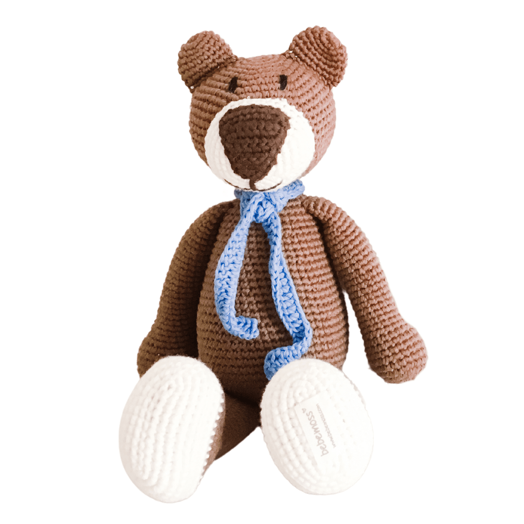 bebemoss.com stuffed animal Atty the bear - brown handmade by moms  gifts with purpose