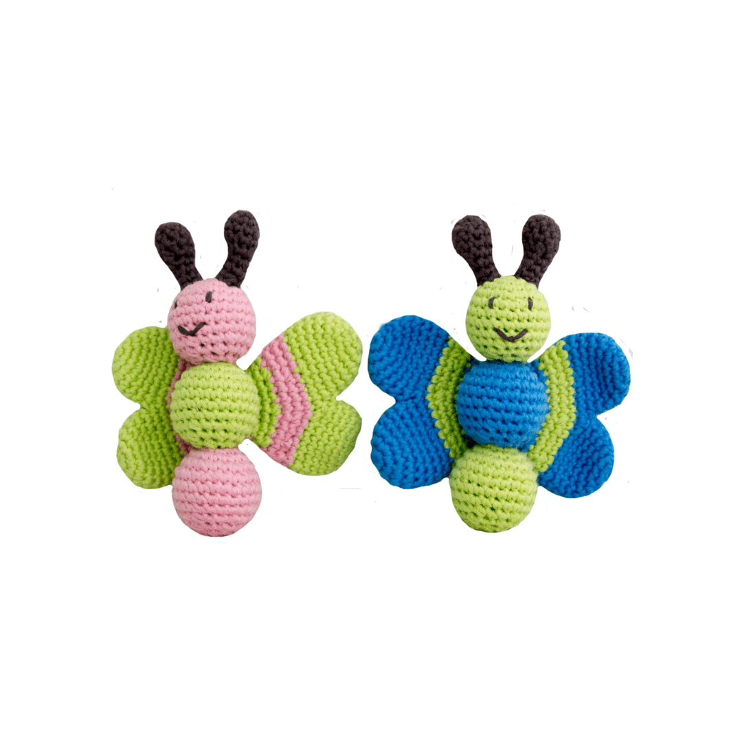 bebemoss.com Butterfly baby rattle handmade by moms  gifts with purpose