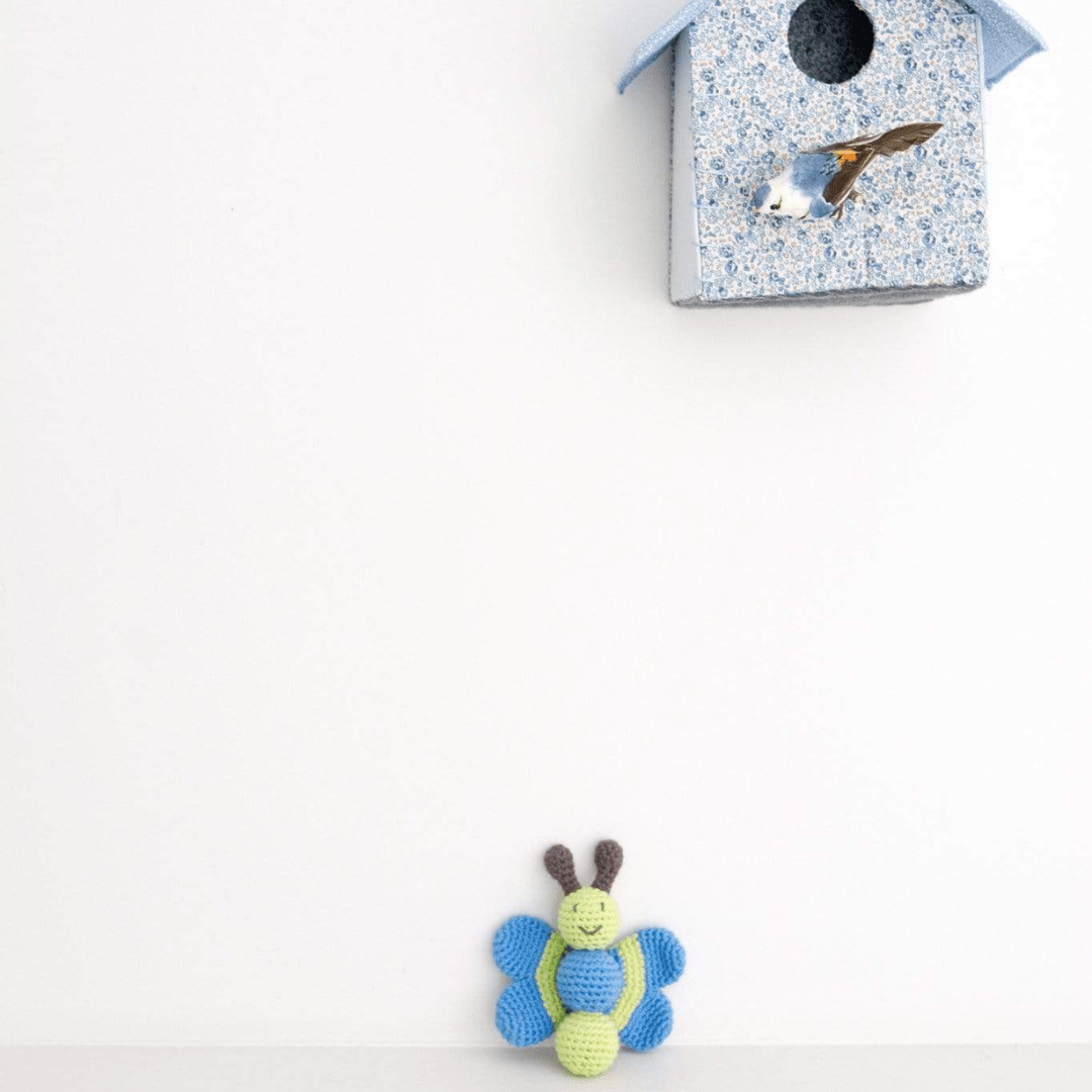 bebemoss.com Butterfly baby rattle handmade by moms  gifts with purpose