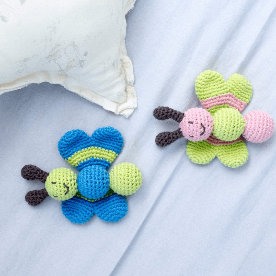 bebemoss.com Butterfly baby rattle handmade by moms  gifts with purpose