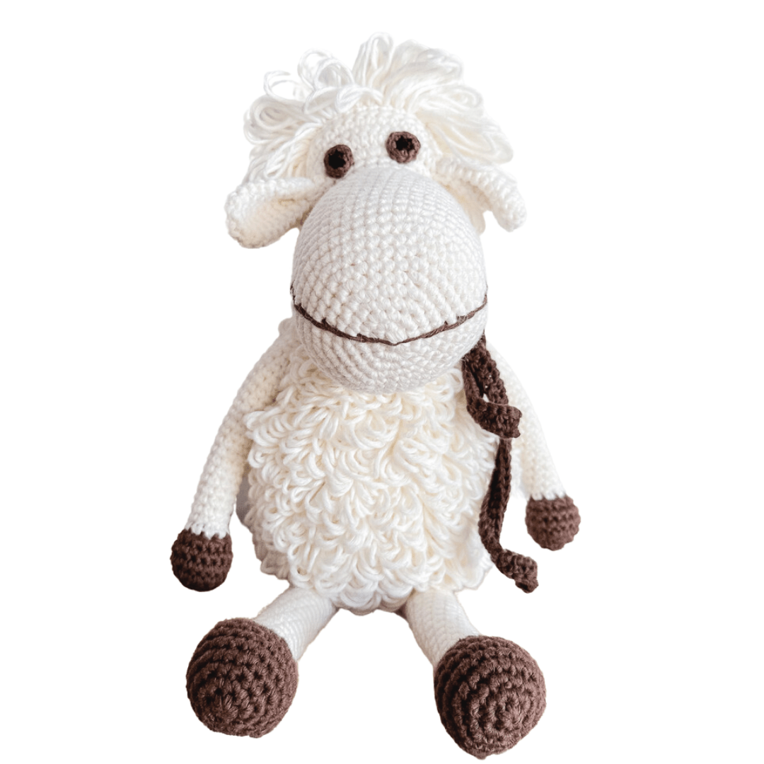 bebemoss.com stuffed animal Darla the sheep - white handmade by moms  gifts with purpose