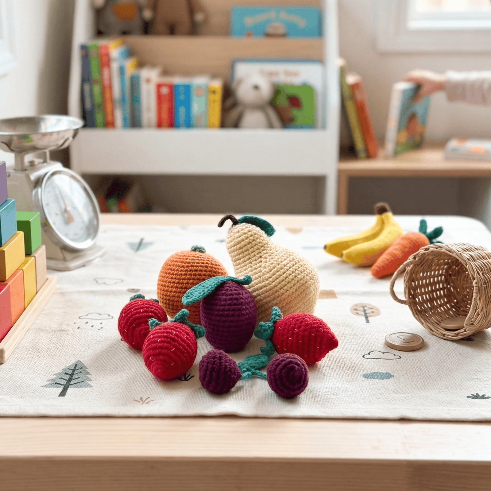 bebemoss.com Educational Toy Know Your Fruits – Organic Cotton Play Food Set handmade by moms  gifts with purpose