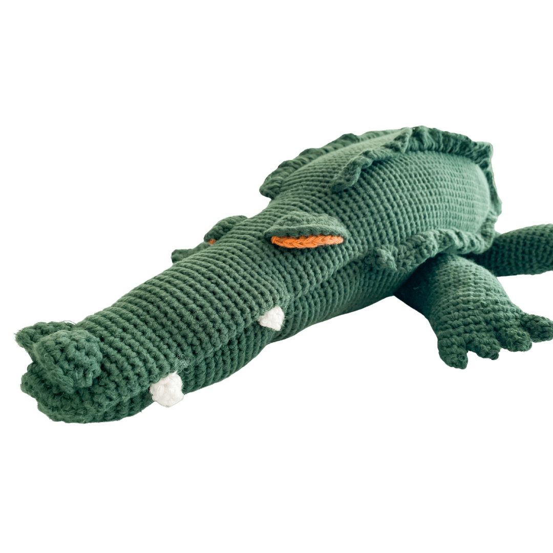 bebemoss.com stuffed animal Marvin the Crocodile - big handmade by moms  gifts with purpose