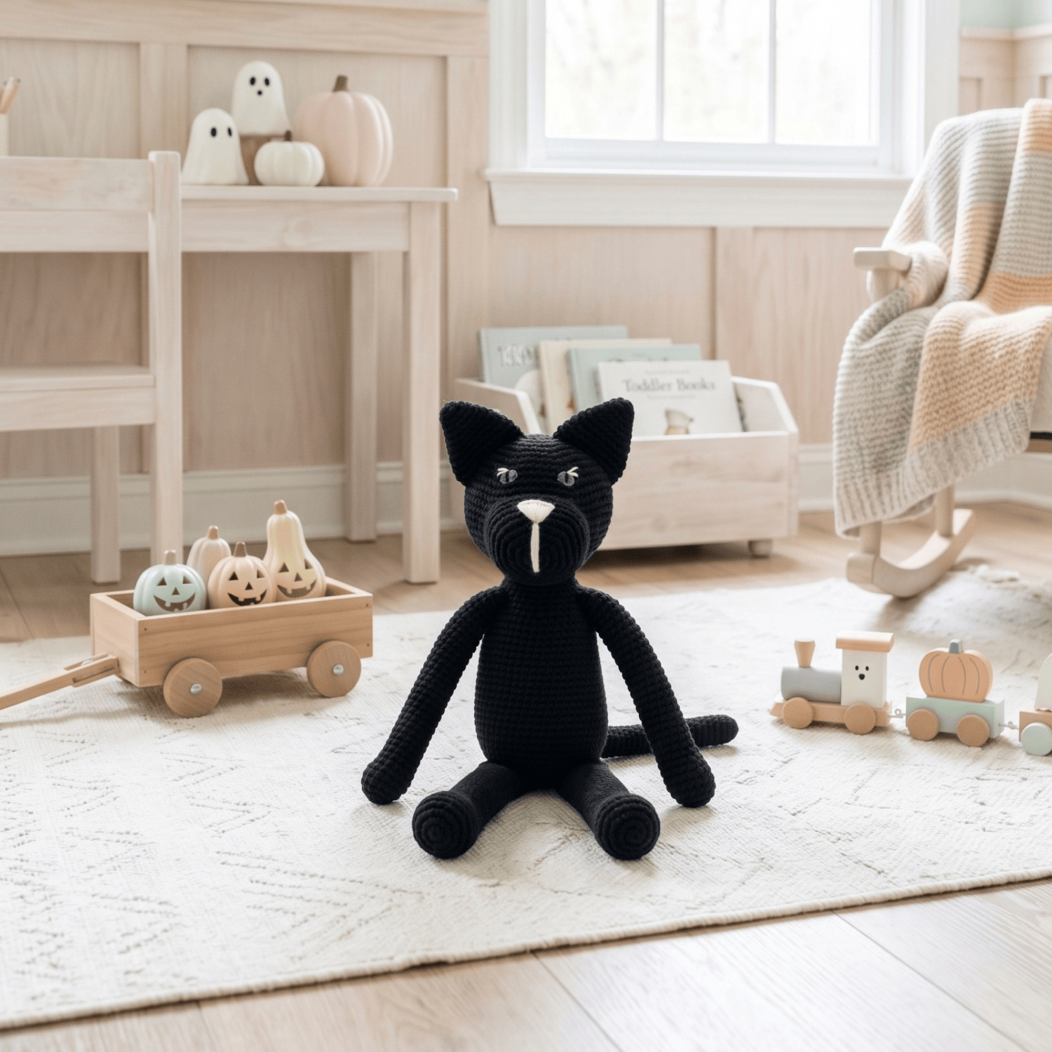 bebemoss.com stuffed animal Oliver the cat - black handmade by moms  gifts with purpose