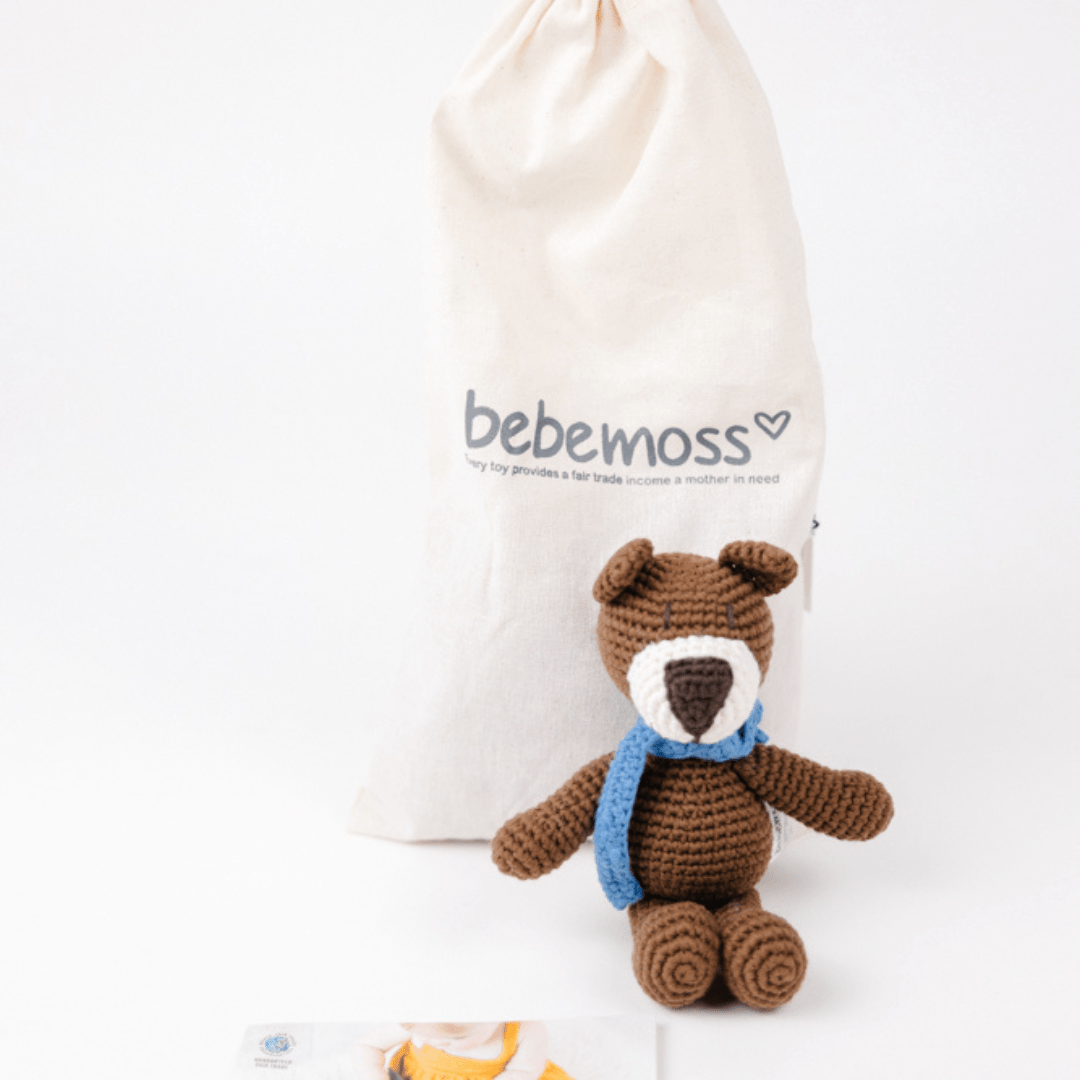 bebemoss.com stuffed animal Atty the bear - brown mini handmade by moms  gifts with purpose