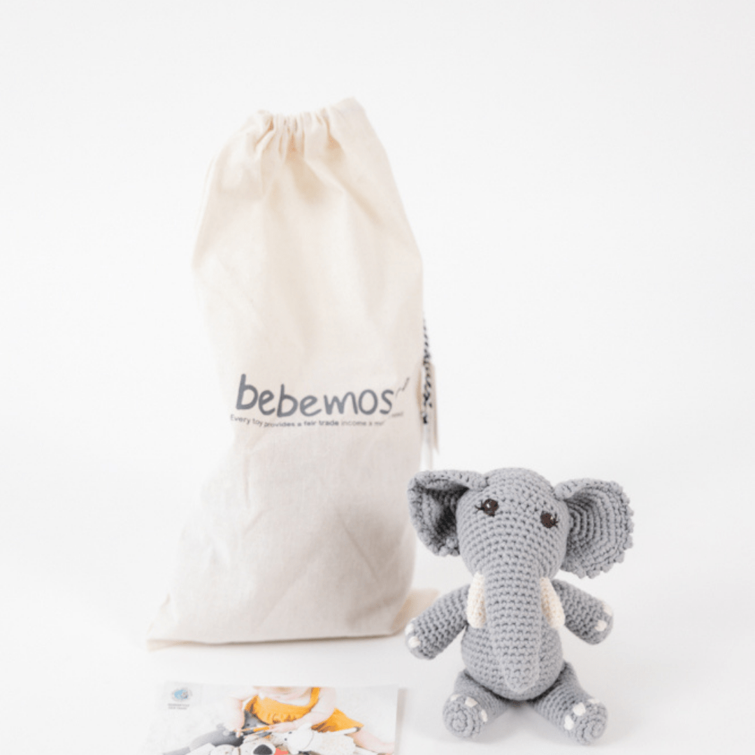 bebemoss.com stuffed animal Barry the elephant- mini handmade by moms  gifts with purpose