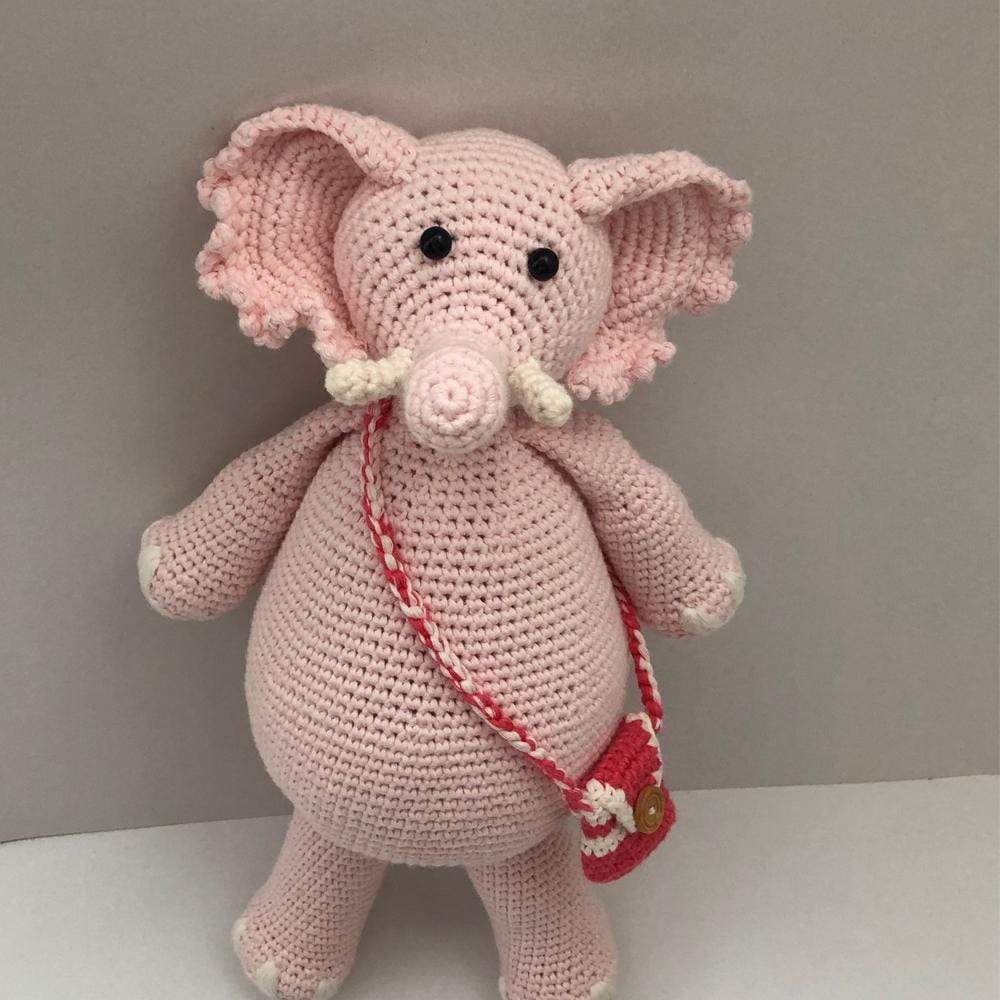 bebemoss.com stuffed animal Barry the elephant pink handmade by moms  gifts with purpose
