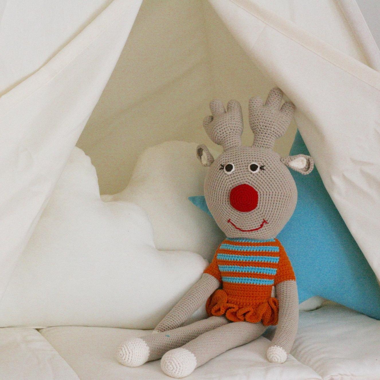 bebemoss.com toy Big friend reindeer handmade by moms  gifts with purpose