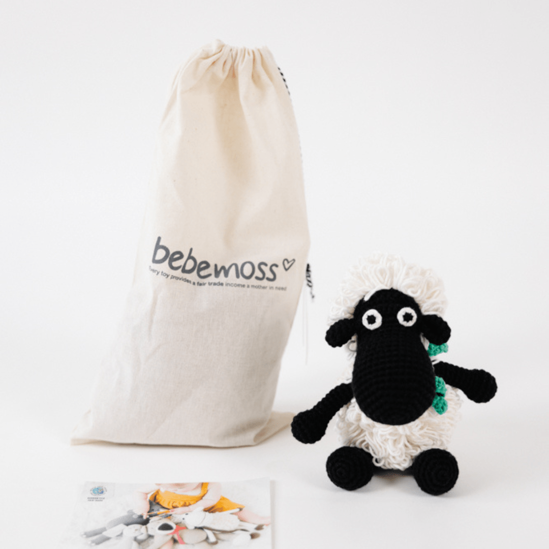 bebemoss.com stuffed animal Darla the Sheep - black mini handmade by moms  gifts with purpose