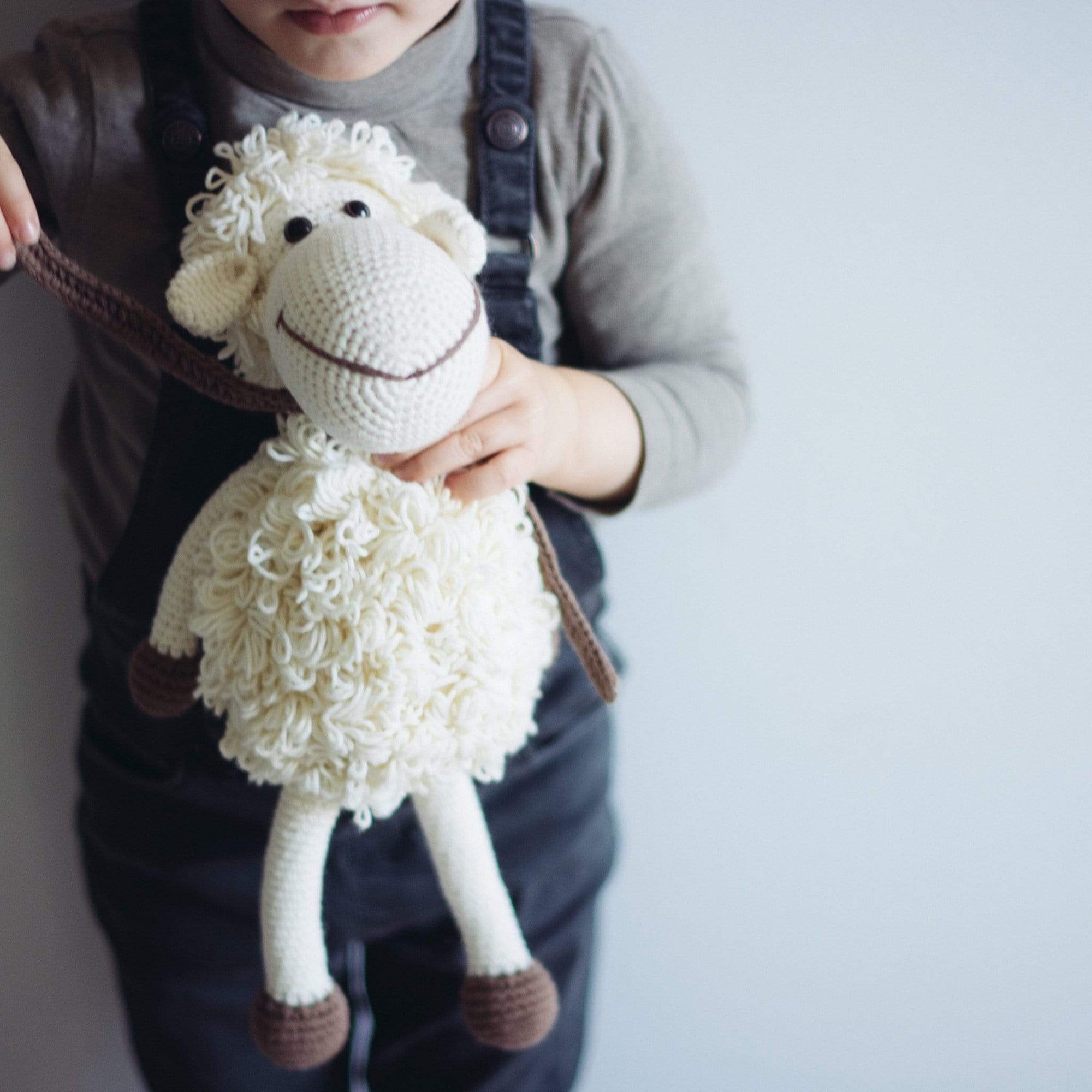 bebemoss.com stuffed animal Darla the sheep - white handmade by moms  gifts with purpose