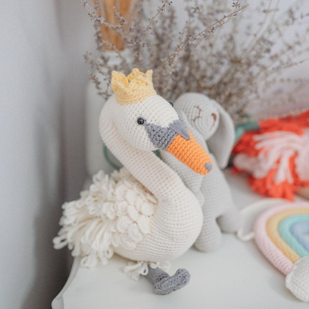 bebemoss.com stuffed animal Fiona the swan handmade by moms  gifts with purpose