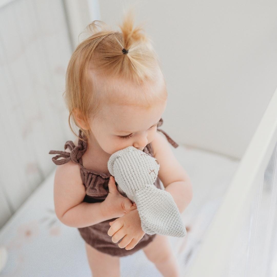 bebemoss.com stuffed animal Ginger the sleepy bunny handmade by moms  gifts with purpose