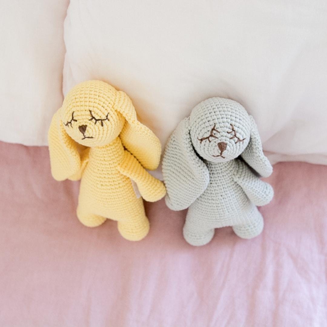 bebemoss.com stuffed animal Ginger the sleepy bunny handmade by moms  gifts with purpose