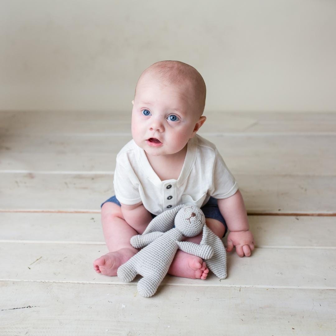 bebemoss.com stuffed animal Ginger the sleepy bunny handmade by moms  gifts with purpose