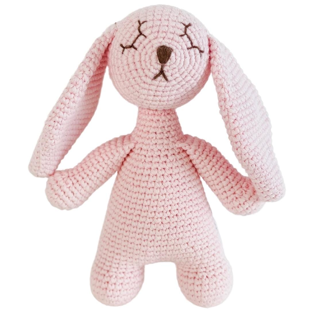 bebemoss.com stuffed animal Powder pink Ginger the sleepy bunny handmade by moms  gifts with purpose