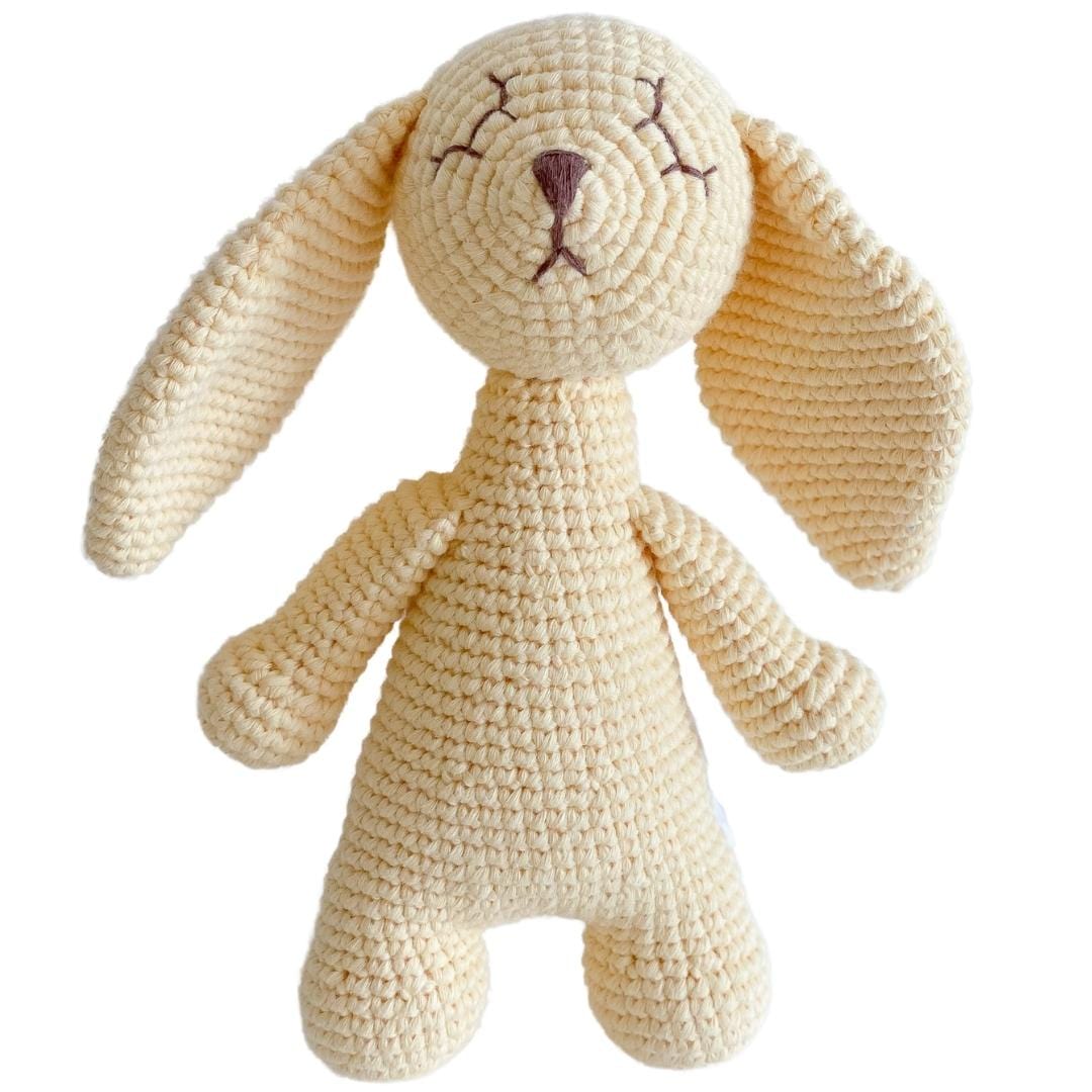 bebemoss.com stuffed animal Yellow Ginger the sleepy bunny handmade by moms  gifts with purpose