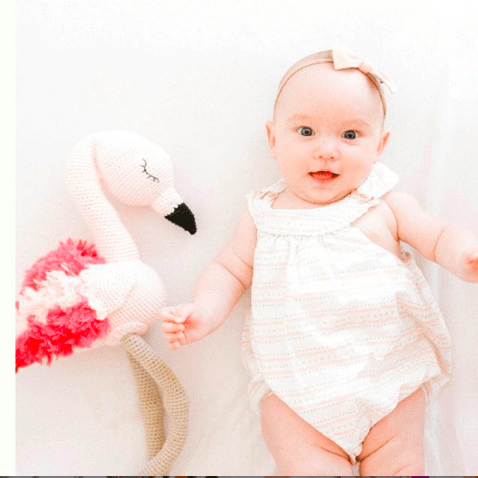 bebemoss.com stuffed animal Patty the flamingo handmade by moms  gifts with purpose