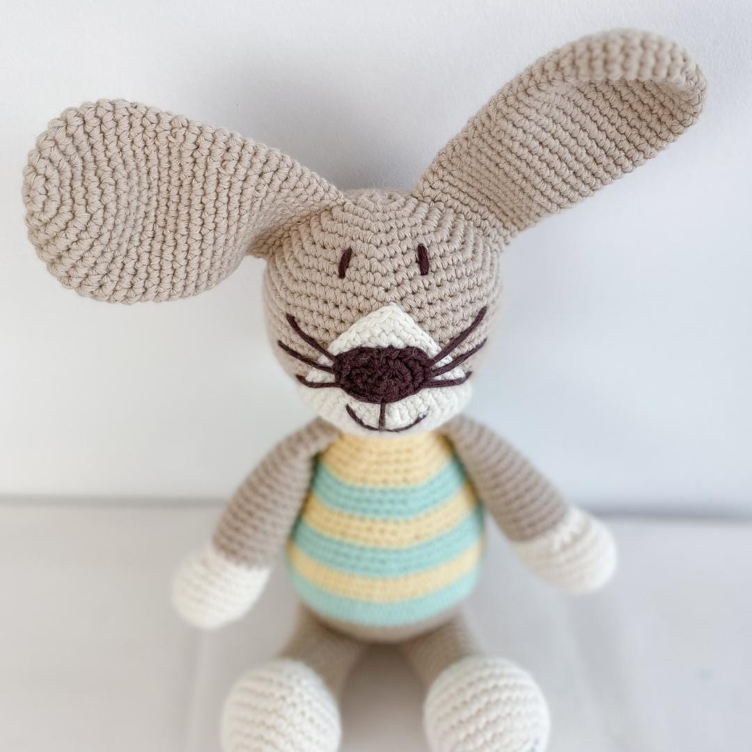 bebemoss.com stuffed animal Peter the rabbit- green handmade by moms  gifts with purpose