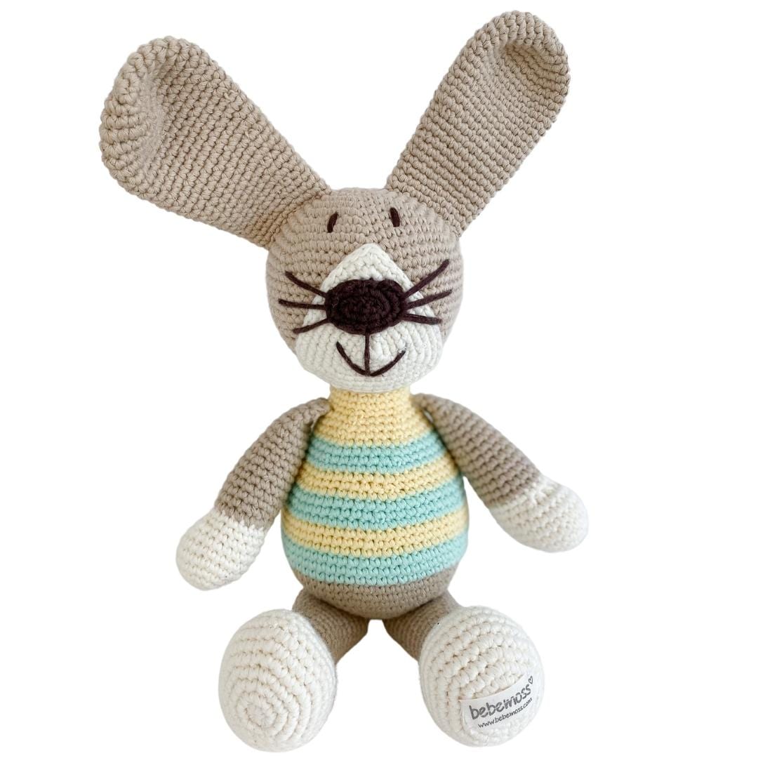 bebemoss.com stuffed animal Peter the rabbit- green handmade by moms  gifts with purpose