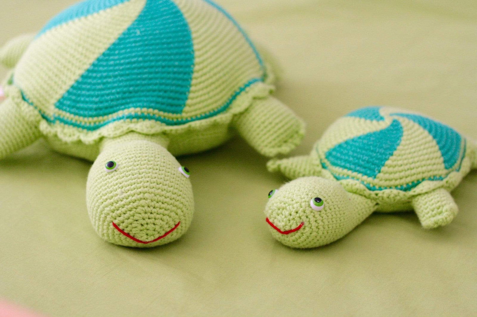 bebemoss.com toy set of two (one big one small) Thelma and Louse the turtles handmade by moms  gifts with purpose