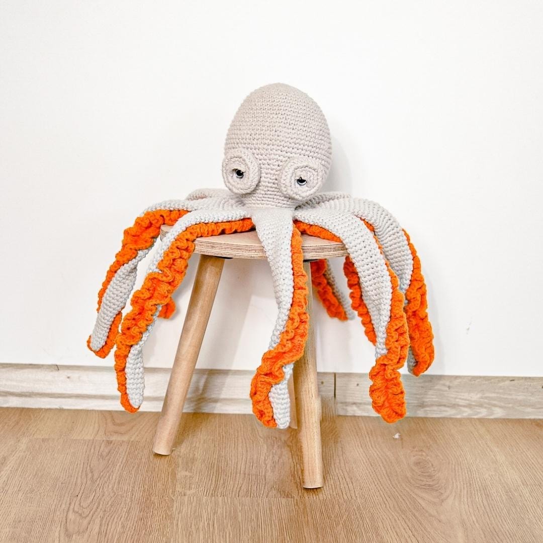 bebemoss.com toy Zelda the Octopus- grey handmade by moms  gifts with purpose